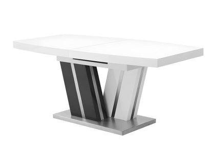 Table à manger extensible Dekonao II - 6 à 8 personnes - MDF laqué gris et blanc IAHE73693