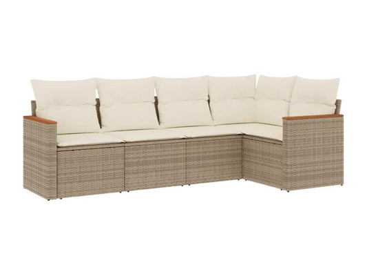 Salon de jardin avec coussins 5 pièces beige résine tressée GNSD88011