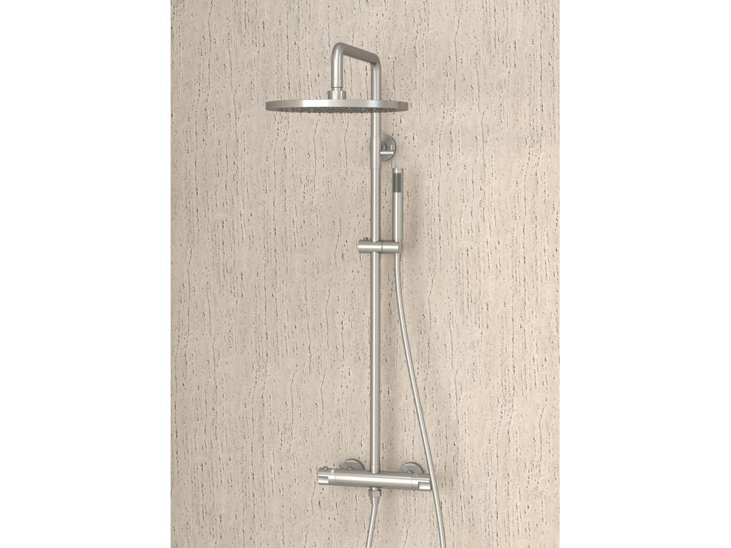 Colonne de douche ronde thermostatique Nickel brossé - Nobellea EZDG80418