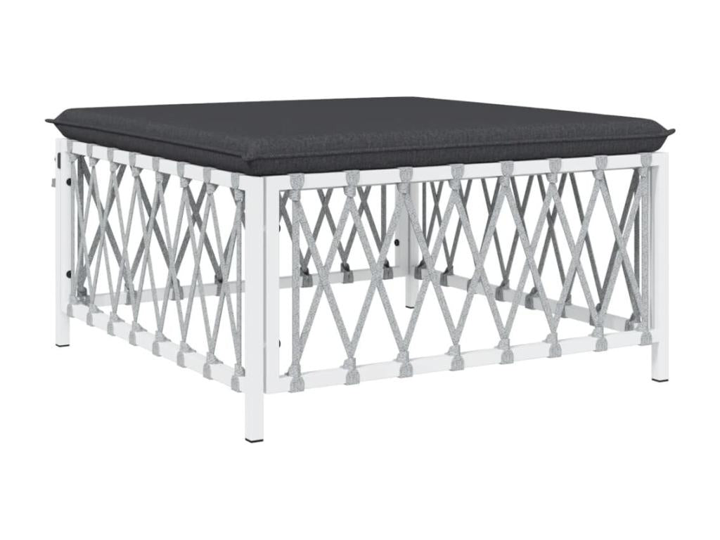 Salon de jardin avec coussins 5 pièces blanc acier KUUB09188