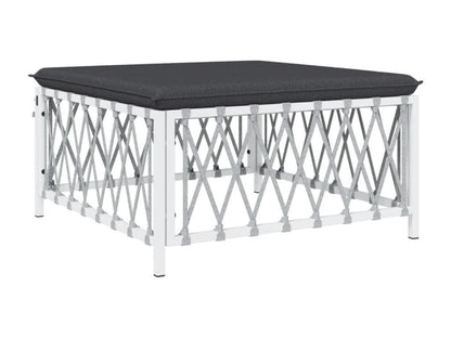 Salon de jardin avec coussins 5 pièces blanc acier KUUB09188