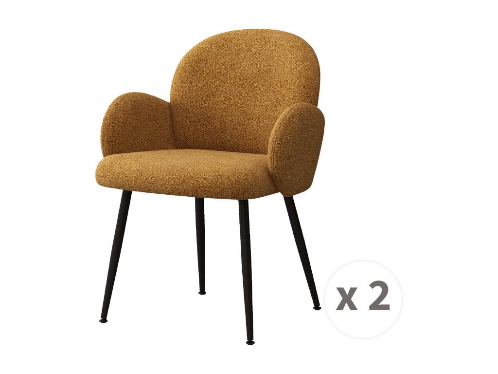 Dekonao-Chaise en tissu bouclé Ocre et pieds métal noir x2  EWRJ47345