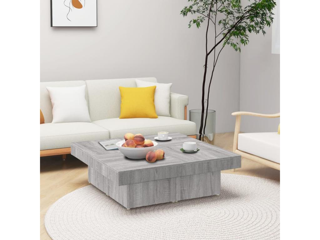 Table basse Nobellea gris 90x90x28 cm Bois d'ingénierie LBVW47884