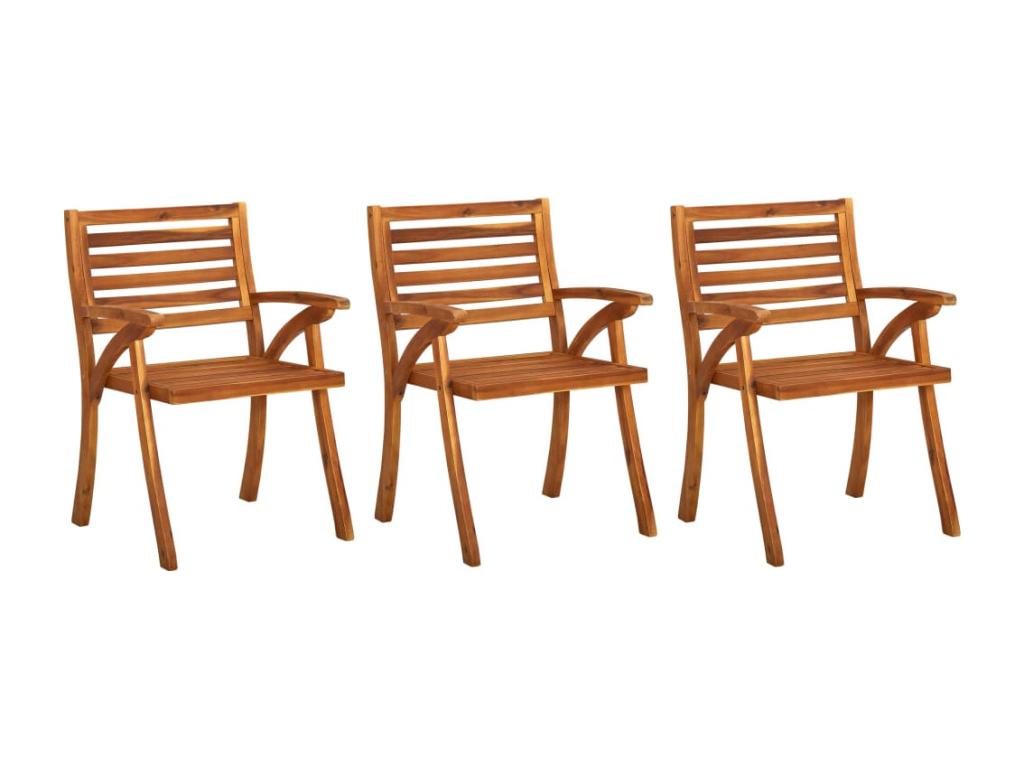 Chaises à dîner de jardin avec coussins 3 pièces Nobellea massif ODWG38401