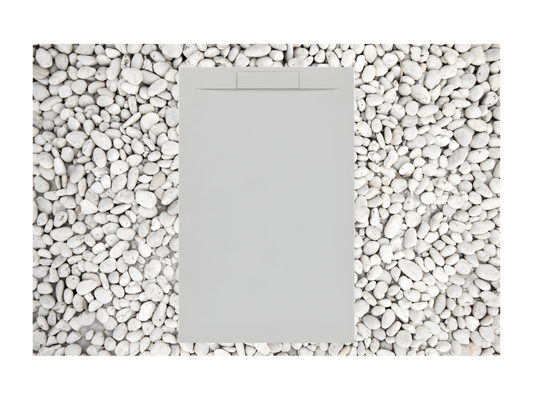 Receveur de douche 140x70 cm GRIS Dekonao Ligne Dekonao PLUS en résine et poudre de marbre avec grille latérale en résine de marbre WRPV01339