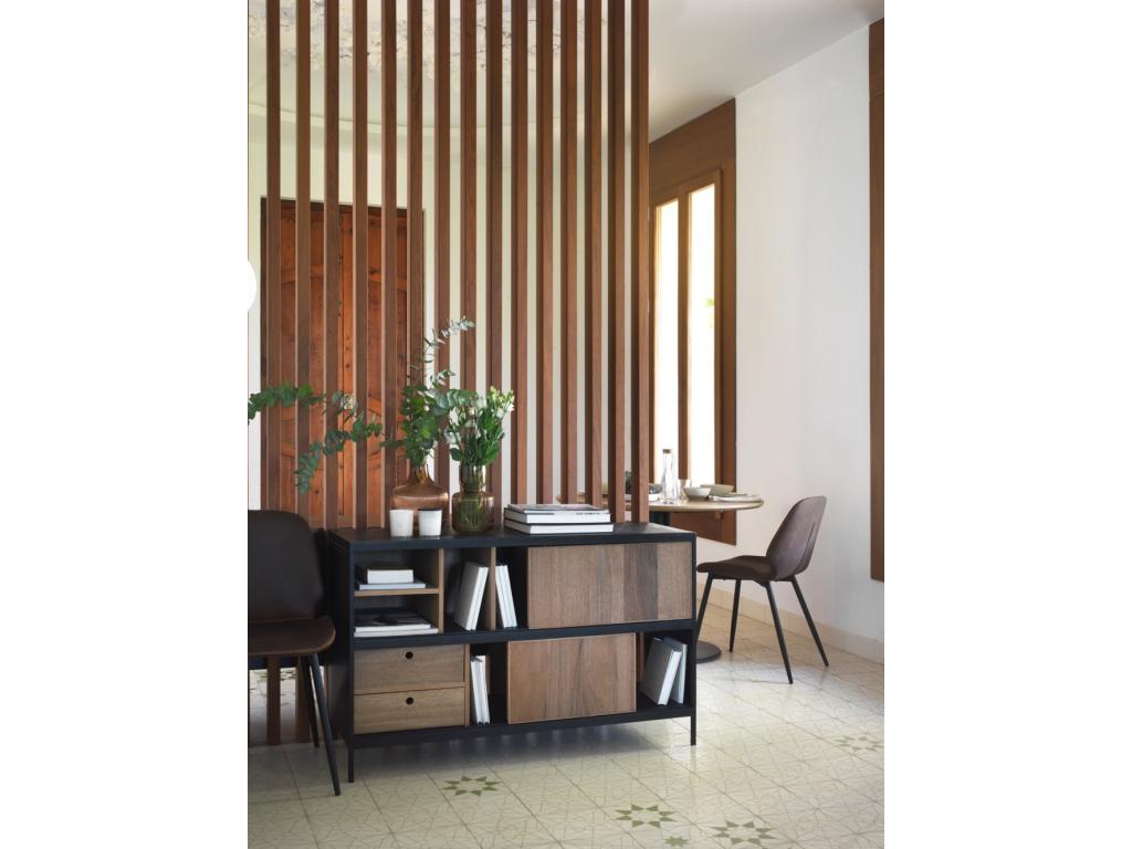 Buffet en frêne noir avec base en métal ZCQT20470