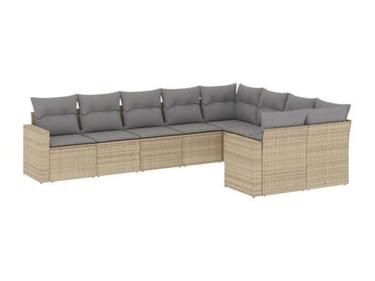Salon de jardin avec coussins 9 pcs beige résine tressée EITX17226