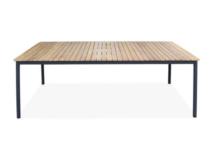 Table de jardin en bois teck- structure acier inoxydable anthracite- 8 places QTCV33703