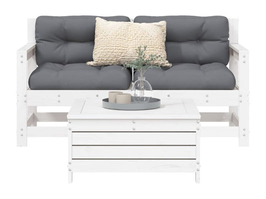 Salon de jardin 3 pcs blanc bois de pin massif GCGX90039