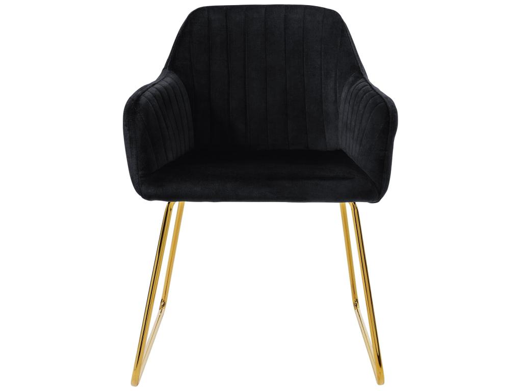 Chaises de salle à manger avec dossier lot de 2 revêtement en velours noir avec pieds en métal Dekonao JEXU01855