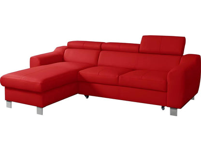 Canapé d'angle convertible en cuir italien de luxe 5 places Dekonao rouge foncé angle gauche FPGX67361