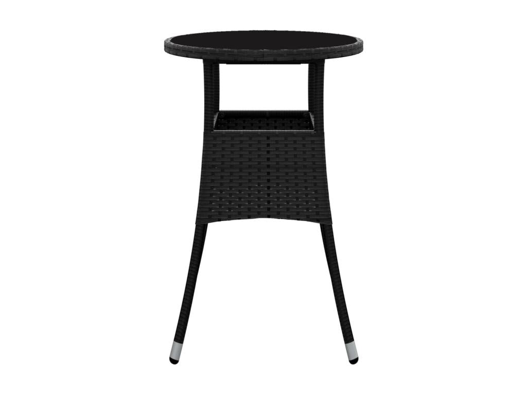 Table de jardin 60x75 cm Verre trempé/résine tressée Noir FZUR37662
