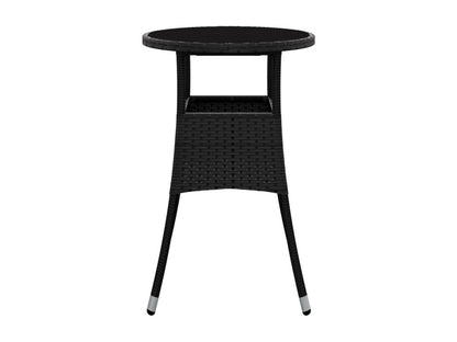 Table de jardin 60x75 cm Verre trempé/résine tressée Noir FZUR37662
