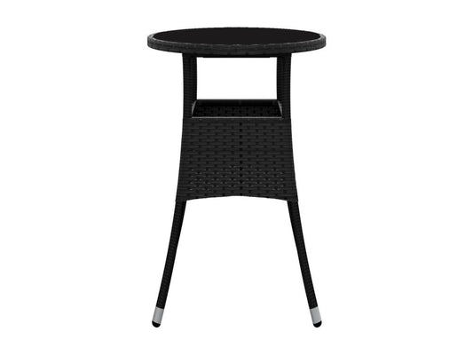 Table de jardin 60x75 cm Verre trempé/résine tressée Noir FZUR37662