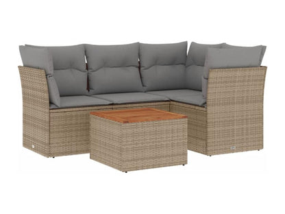 Salon de jardin avec coussins 5 pièces beige résine tressée LNMI75644