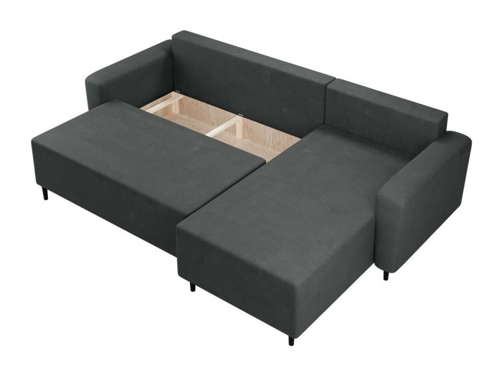 Canapé d'angle Nobellea 102 Noir Fonction de couchage Boîte de literie 236x148x99cm SGLQ56646