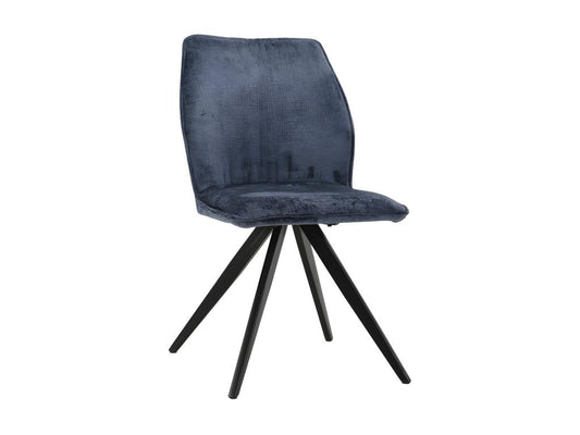 Chaise en velours doux bleu nuit et pied croix en métal noir - Dekonao ZPPF95147