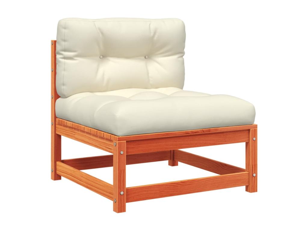 Salon de jardin 9 pcs avec coussins marron cire bois pin massif CPDV15515