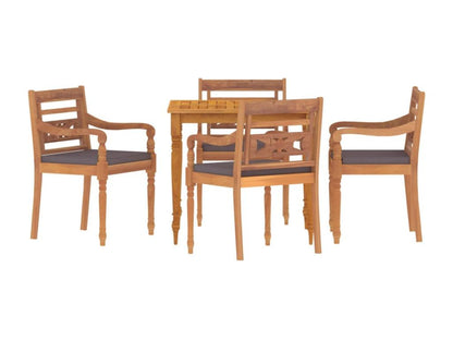 Ensemble à manger de jardin avec coussins gris foncé 5 pièces LUHB14255