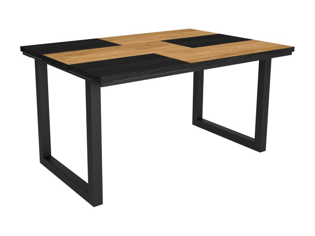 Table à manger 6 personnes 140 Robust structure stable pieds solides Chêne et noir GZCB75424