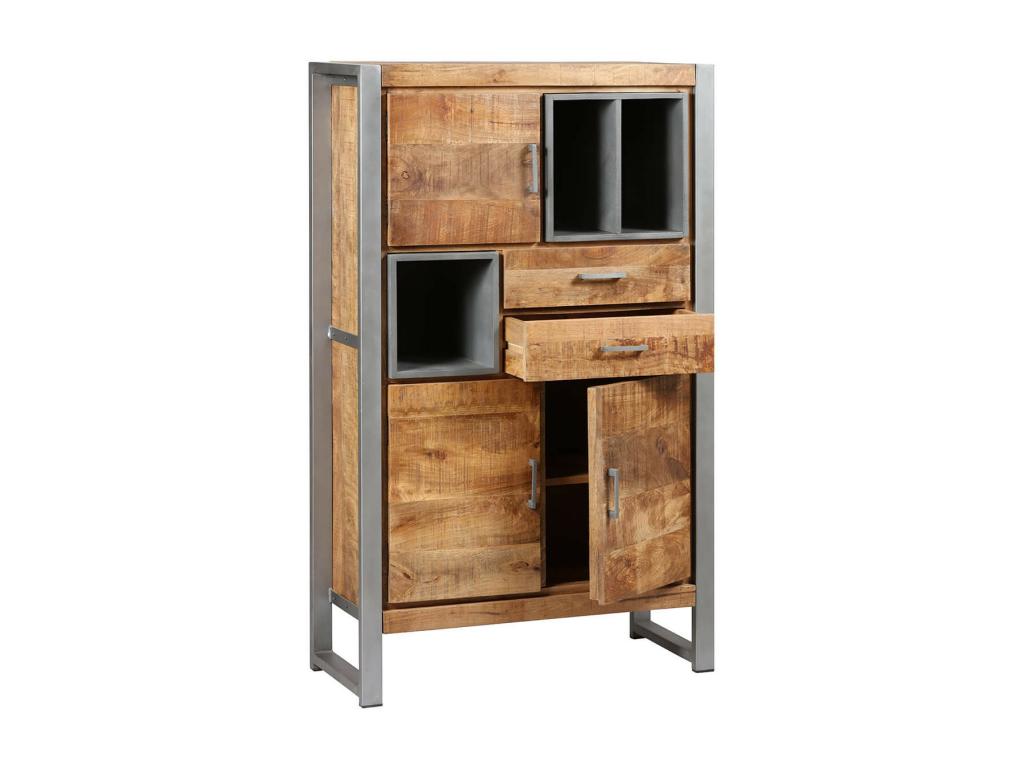 Dekonao - Buffet 3 Portes 2 Tiroirs Bois et Acier Patiné EWJJ40003