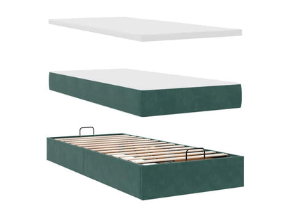 Cadre de lit Nobellea avec matelas vert foncé 200x200 cm velours WFKC08457