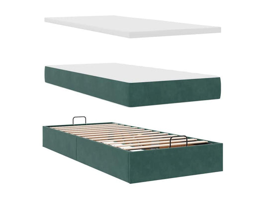 Cadre de lit Nobellea avec matelas vert foncé 200x200 cm velours WFKC08457