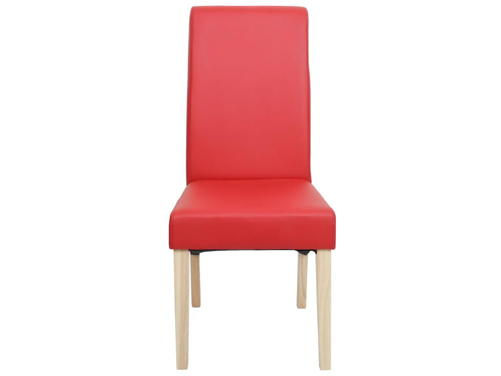 Lot de 2 chaises de salle à manger Chaise de cuisine Chaise M37 - similicuir mat - rouge - pieds clairs FSYV05025