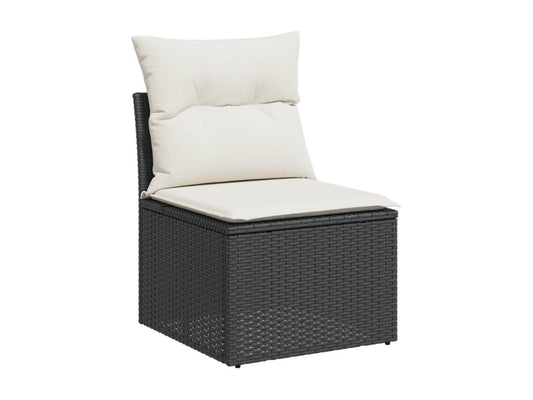 Salon de jardin 8 pcs avec coussins noir résine tressée TOUI63904