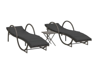 Chaises longues lot de 2 avec table gris résine tressée JOXO77282
