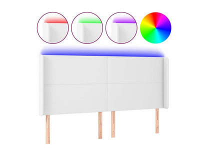 Tête de lit à LED Blanc 163x16x118/128 cm Similicuir BJQF61835