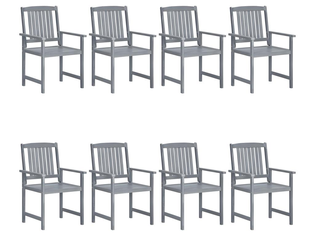 Chaises de jardin et coussins lot de 8 Bois Dekonao solide Gris DYJI99485