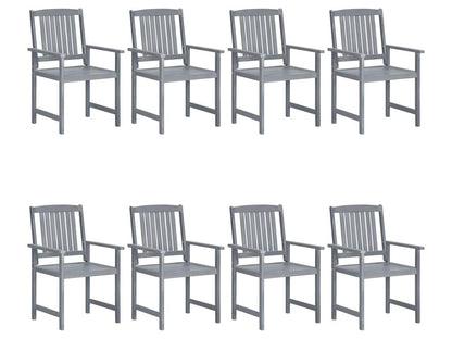 Chaises de jardin et coussins lot de 8 Bois Dekonao solide Gris DYJI99485