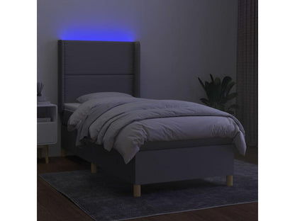 Sommier tapissier matelas et LED Gris clair 100x200 cm Tissu TKYP29165