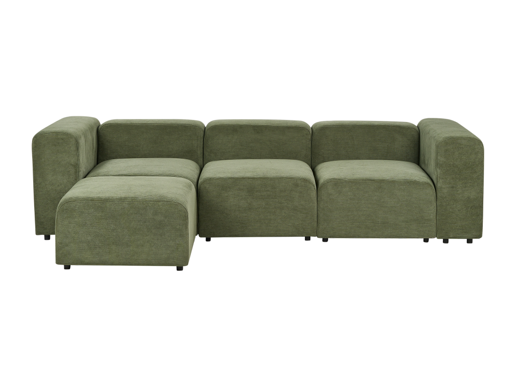 Canapé modulable Nobellea Velours côtelé Vert avec ottoman 3 places ZTKC48480