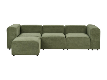 Canapé modulable Nobellea Velours côtelé Vert avec ottoman 3 places ZTKC48480