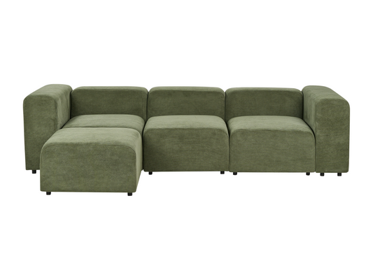 Canapé modulable Nobellea Velours côtelé Vert avec ottoman 3 places ZTKC48480