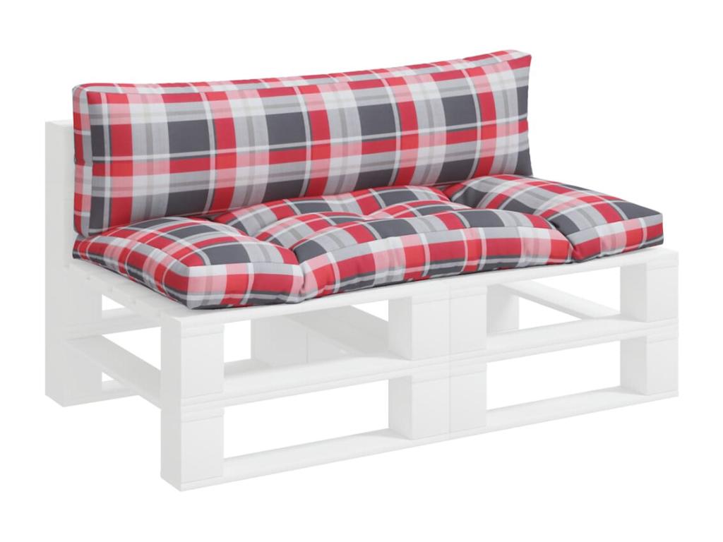 Coussins de palette 2 pièces carreaux rouges tissu TQAR39878