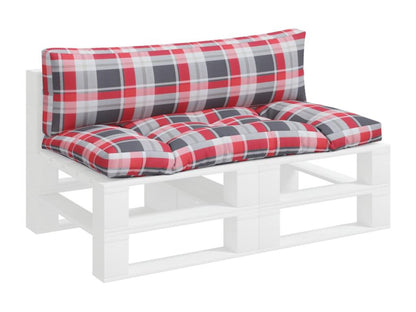 Coussins de palette 2 pièces carreaux rouges tissu TQAR39878