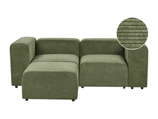 Canapé modulable Dekonao Velours côtelé Vert avec ottoman MNTZ17501