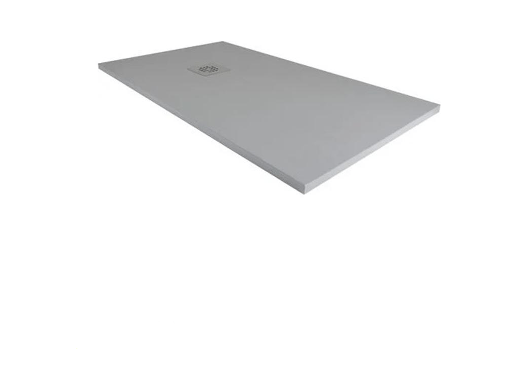 Receveur de Douche 75x175 cm Ligne Nobellea Extra Fin Gris Foncé Ral 7005 en Résine Synthétique et Poudre de Marbre Avec Drain Libre WJXM68669