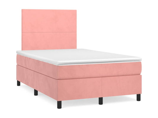 Sommier à Boisona de lit et matelas LED rose 120x190 velours CHIQ63658