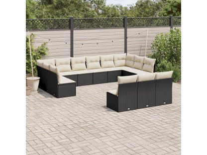 Salon de jardin avec coussins 13 pcs noir résine tressée TTZJ73261