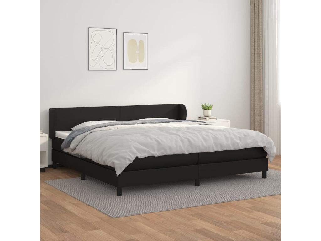 Lit à sommier tapissier avec matelas Noir 200x200 cm Similicuir JQLW39008