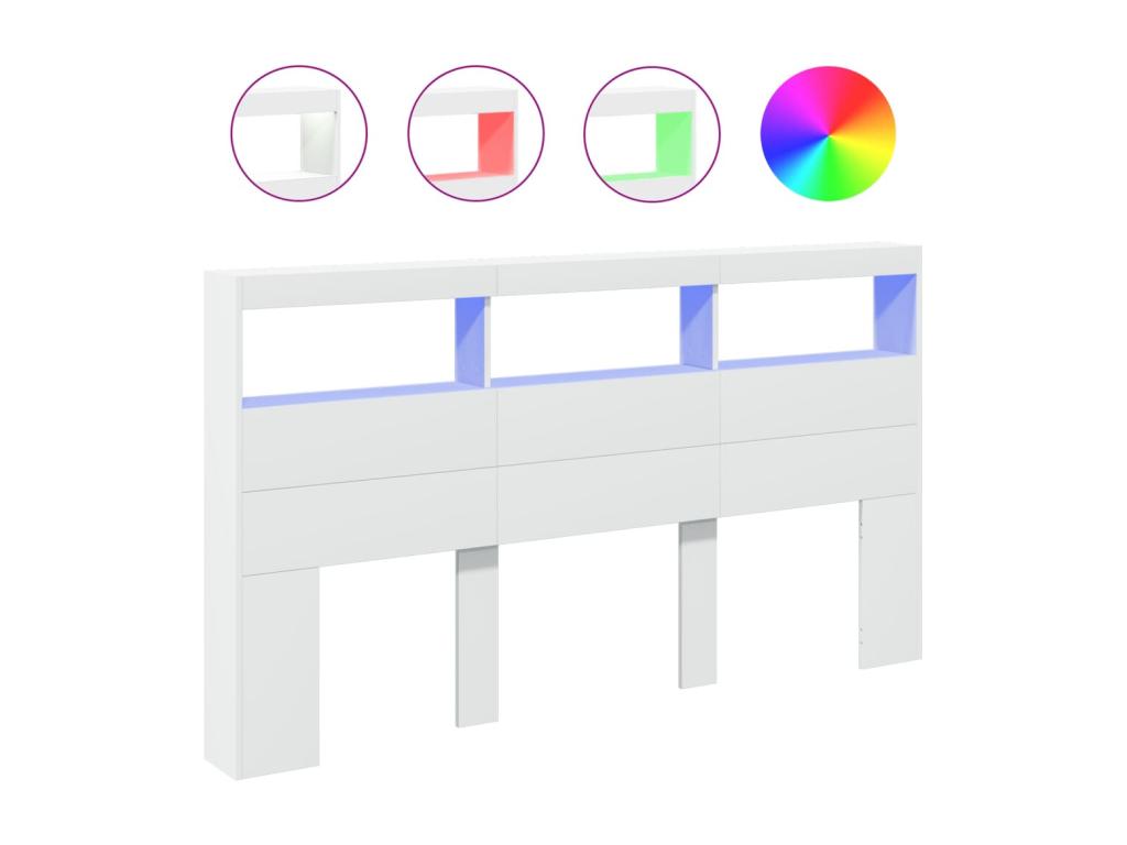 Armoire tête de lit avec LED blanc 180x17x102 cm EXTJ32011