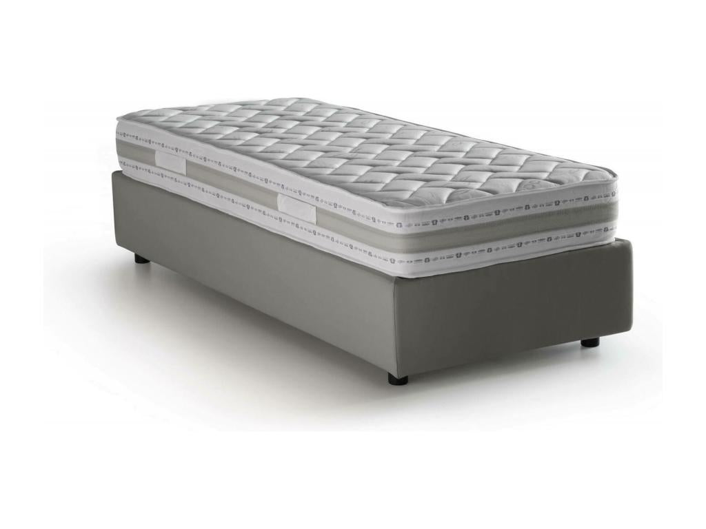 Lit simple Dekonao Lit coffre avec revêtement en tissu Made in Italy Ouverture frontale avec matelas 80x190 cm inclus Gris NBVM17286