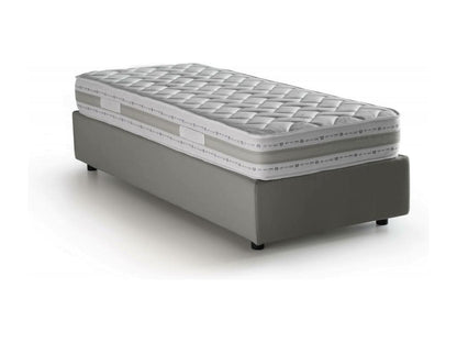 Lit simple Dekonao Lit coffre avec revêtement en tissu Made in Italy Ouverture frontale avec matelas 80x190 cm inclus Gris NBVM17286