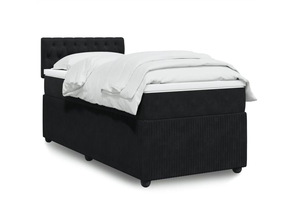 Sommier à Dekonao de lit avec matelas Noir 90x200 cm Velours RLLQ65105