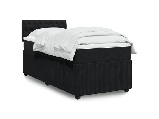 Sommier à Dekonao de lit avec matelas Noir 90x200 cm Velours RLLQ65105