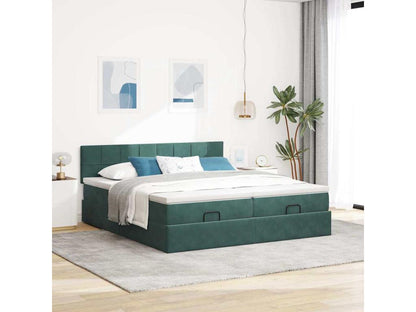 Cadre de lit Nobellea avec matelas vert foncé 200x200 cm velours WFKC08457